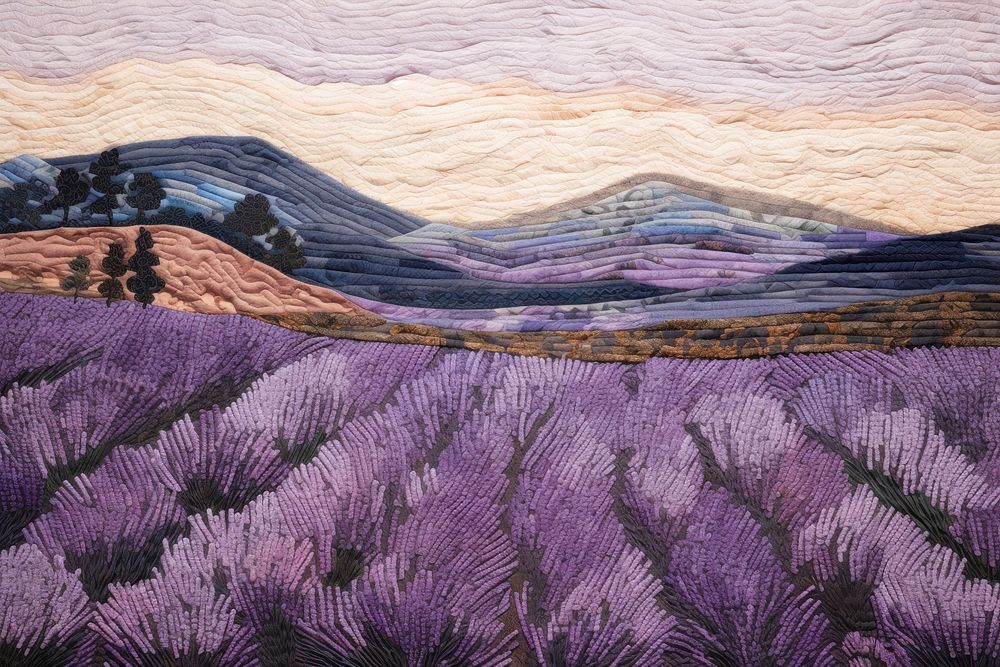 Lavender field landscape textile plant.