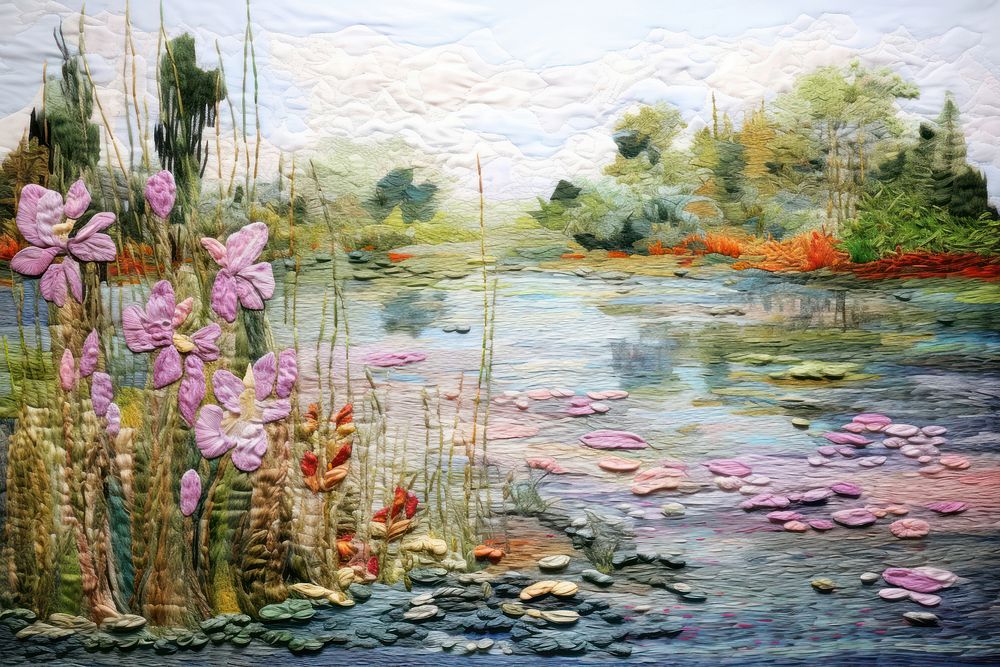 Monet pond painting outdoors nature.