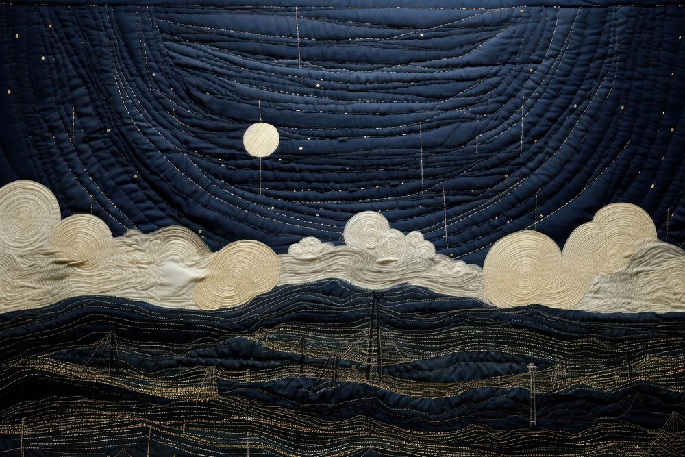 Night sky textile nature art.