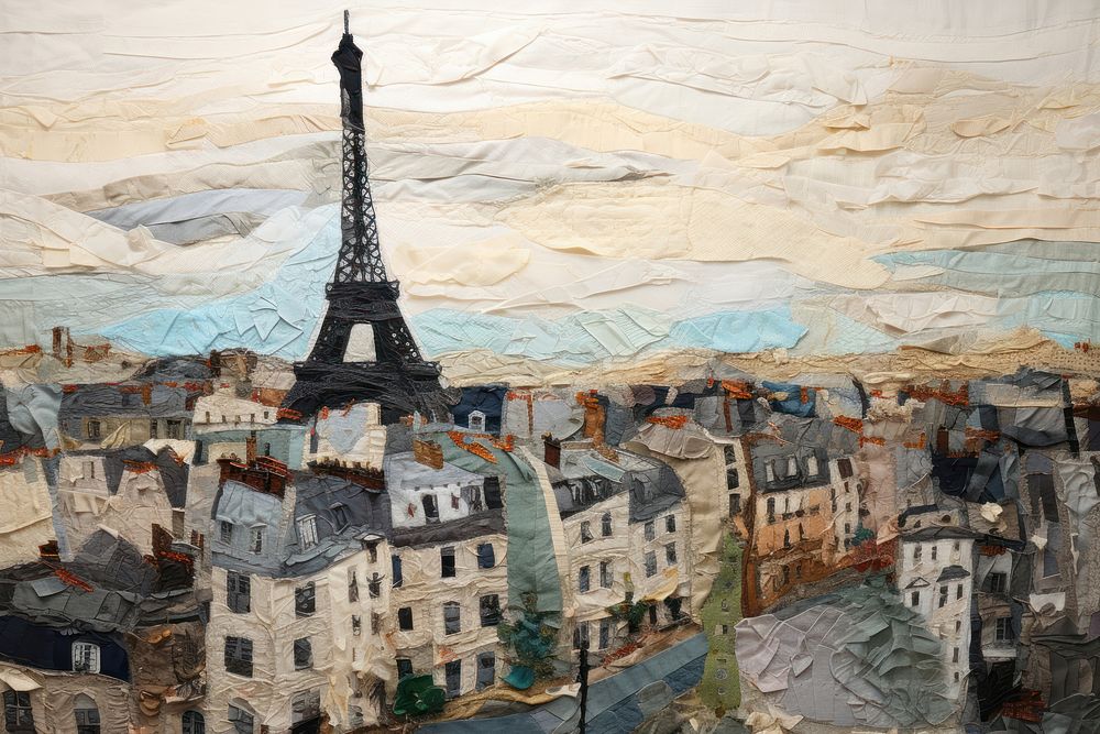 Paris view painting art architecture.