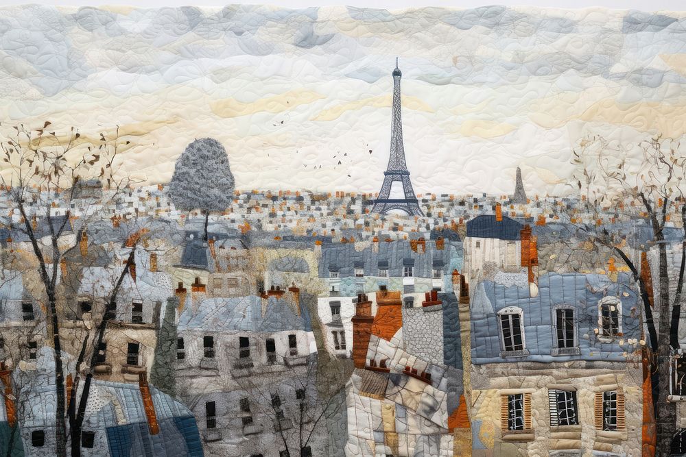 Paris view painting city town.