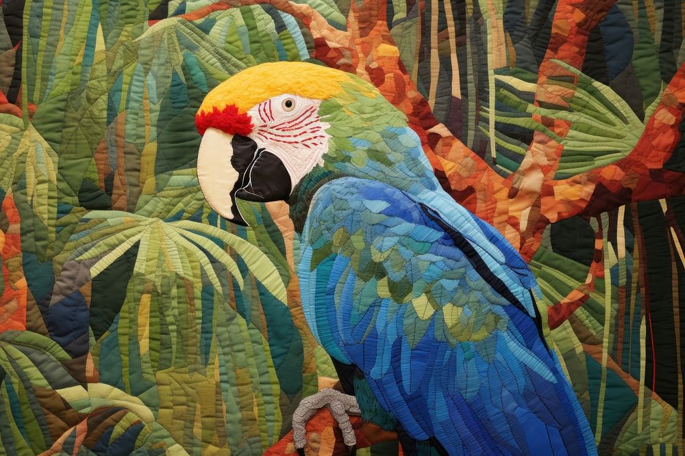 Parrot in rainforest animal bird furniture.