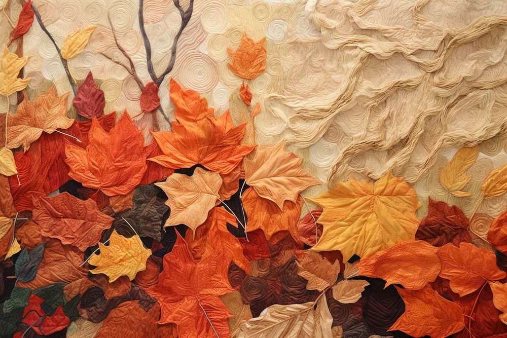Pile of autumn leaves textile plant craft.
