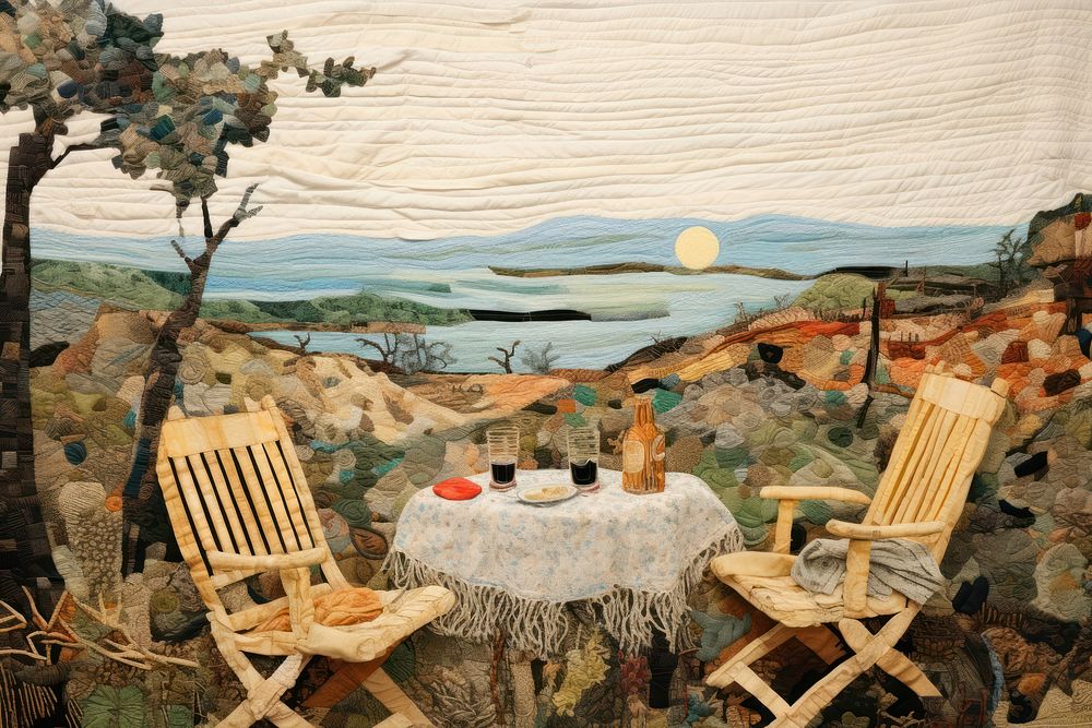 Summer picnic furniture painting outdoors.