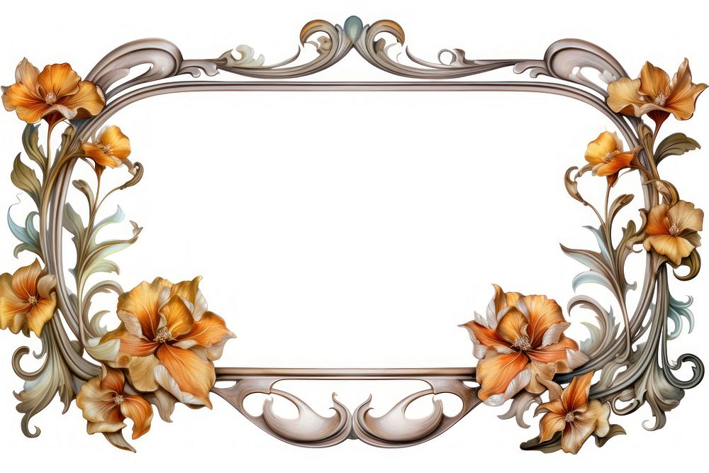 Art nouveau frame border pattern flower metal.