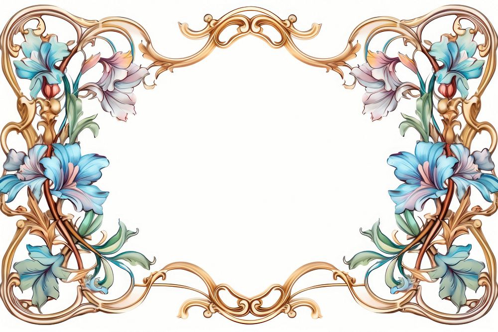 Art nouveau frame border painting pattern flower.