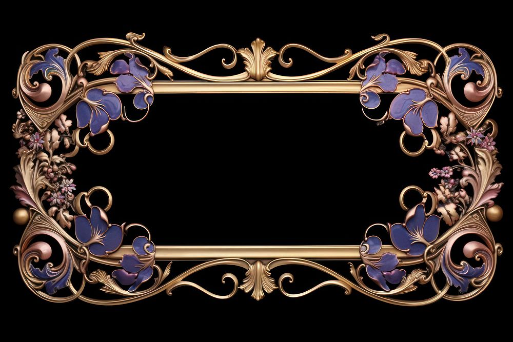 Art nouveau frame border jewelry flower metal.