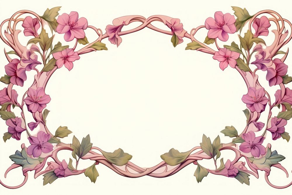 Art nouveau frame border flower pattern plant.