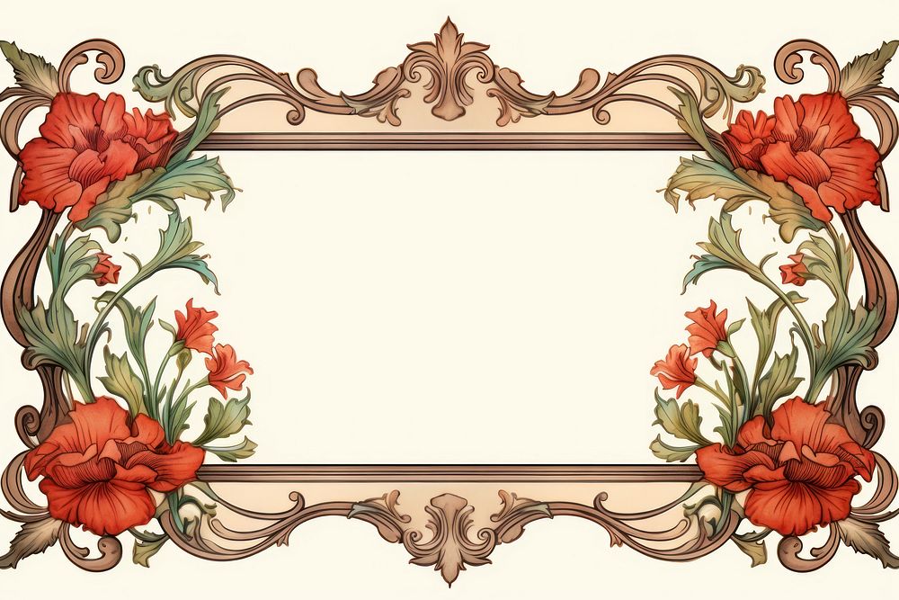 Art nouveau frame border flower pattern plant.