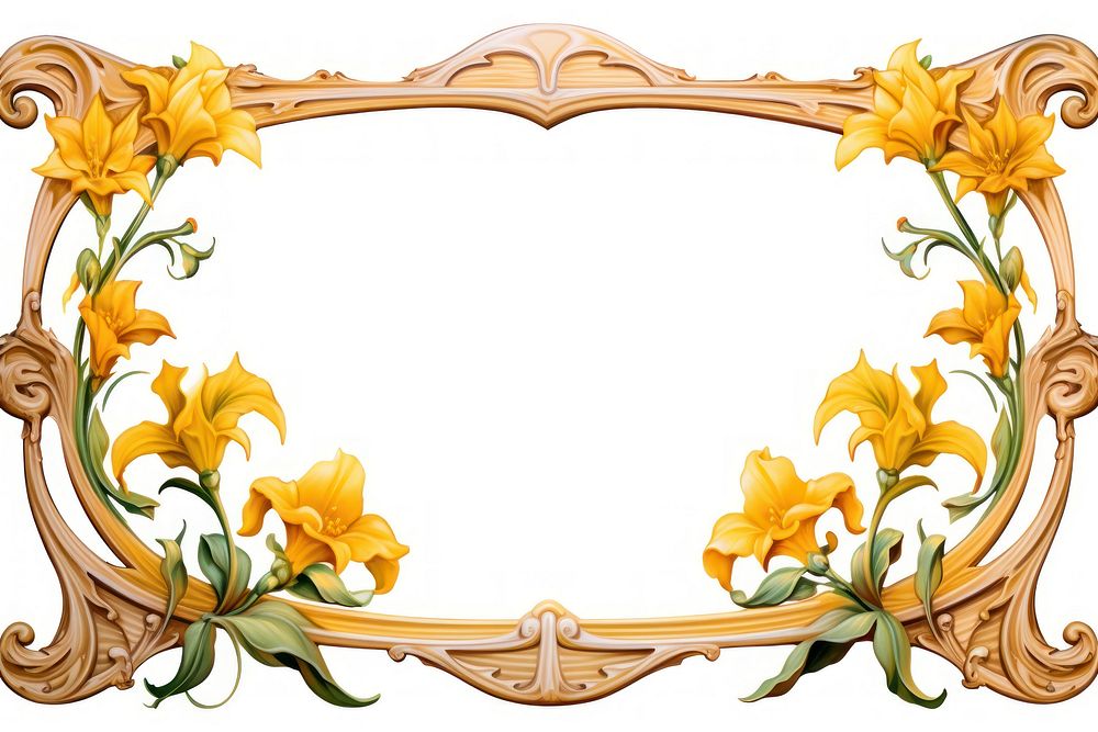 Art nouveau frame border flower yellow plant.
