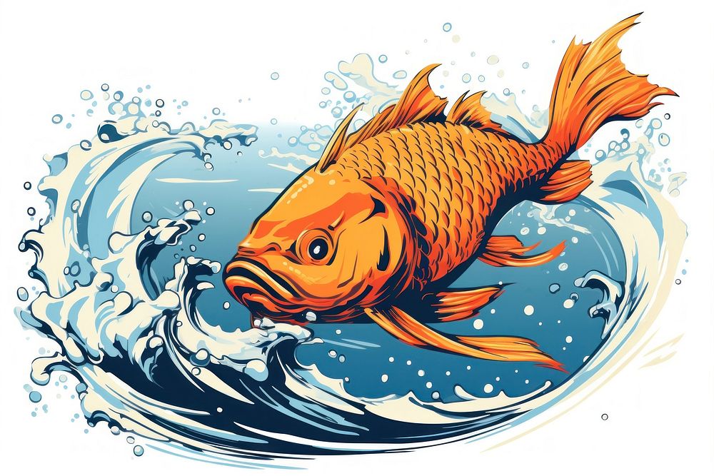 A carp fish in a pond animal splashing goldfish. AI generated Image by rawpixel.