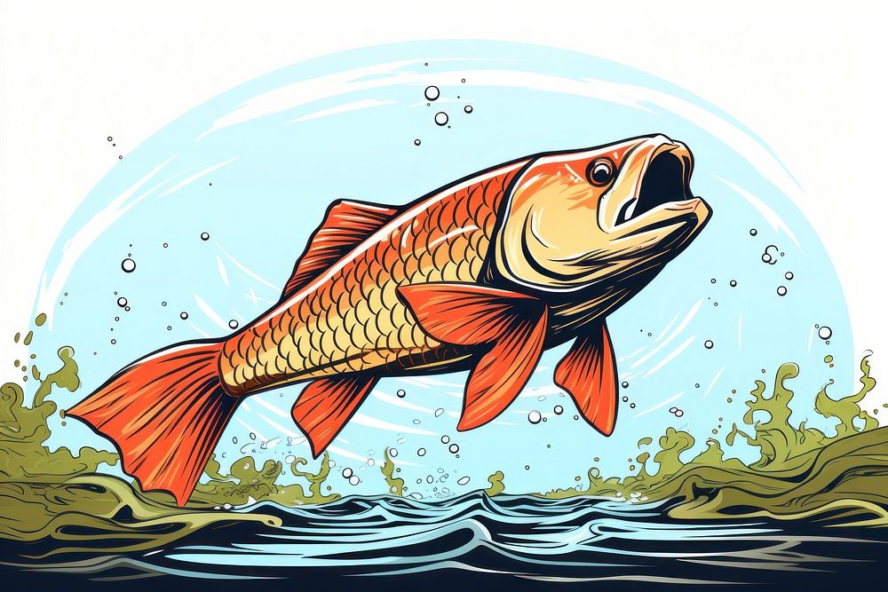 A carp fish in a pond animal goldfish wildlife. AI generated Image by rawpixel.