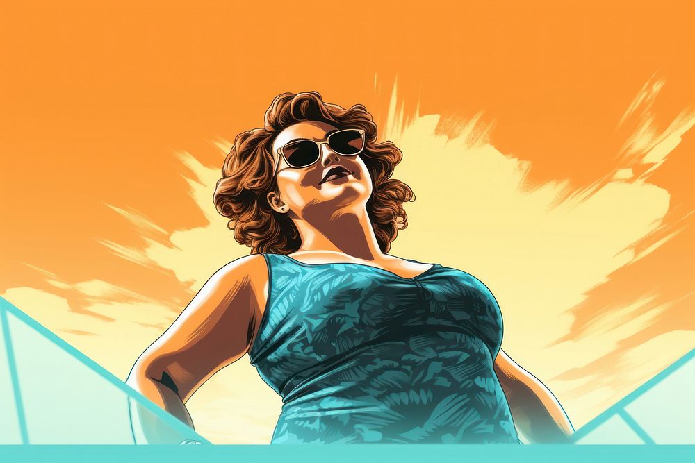 Cartoon summer adult woman. AI generated Image by rawpixel.