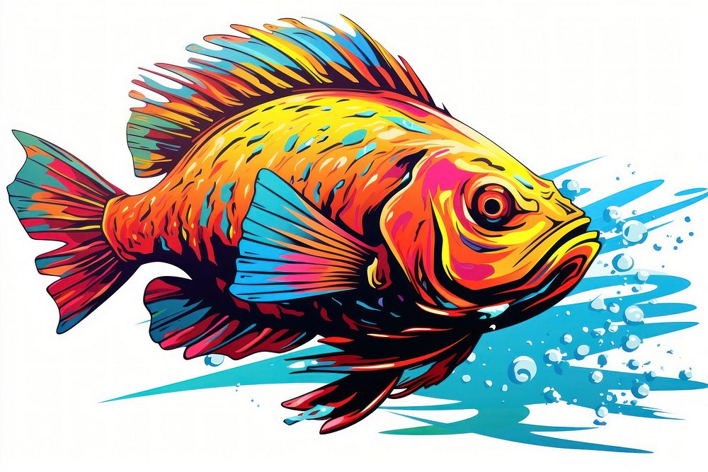 A colorful fish animal white background pomacentridae. AI generated Image by rawpixel.