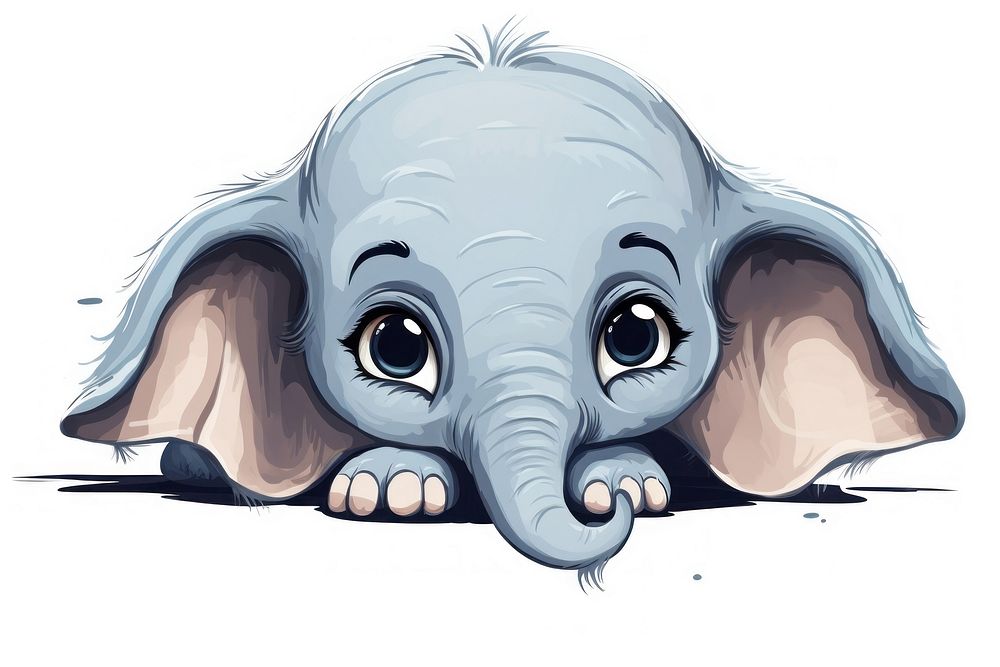 Cute baby elephant wildlife drawing animal. AI generated Image by rawpixel.