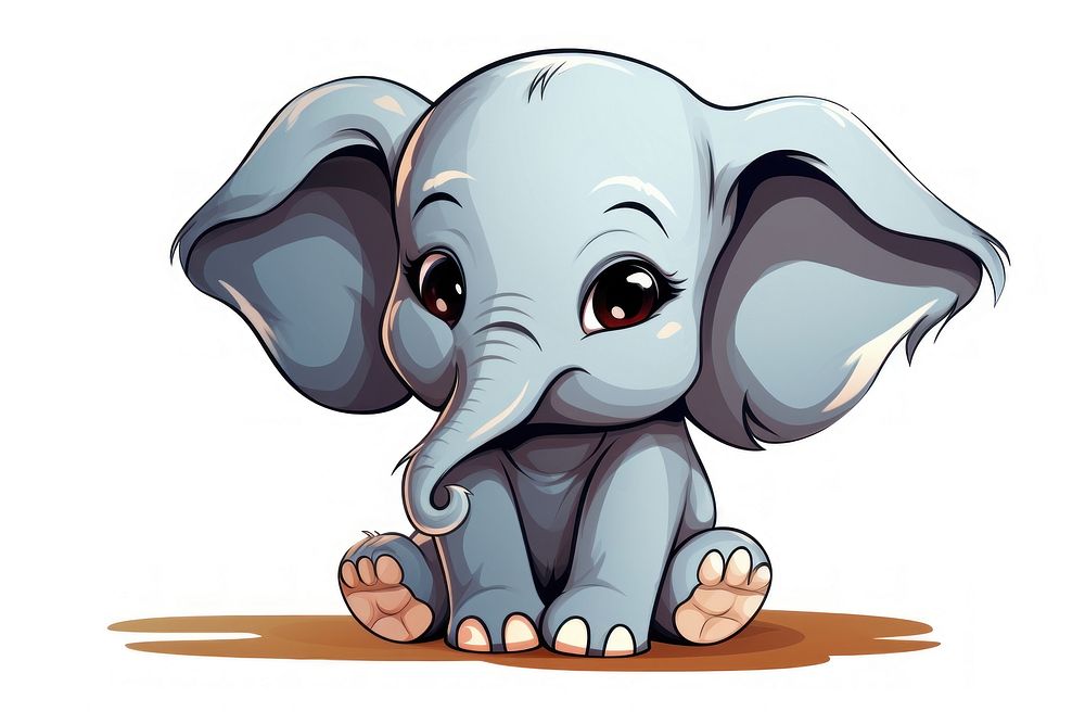 Cute baby elephant drawing mammal animal. AI generated Image by rawpixel.