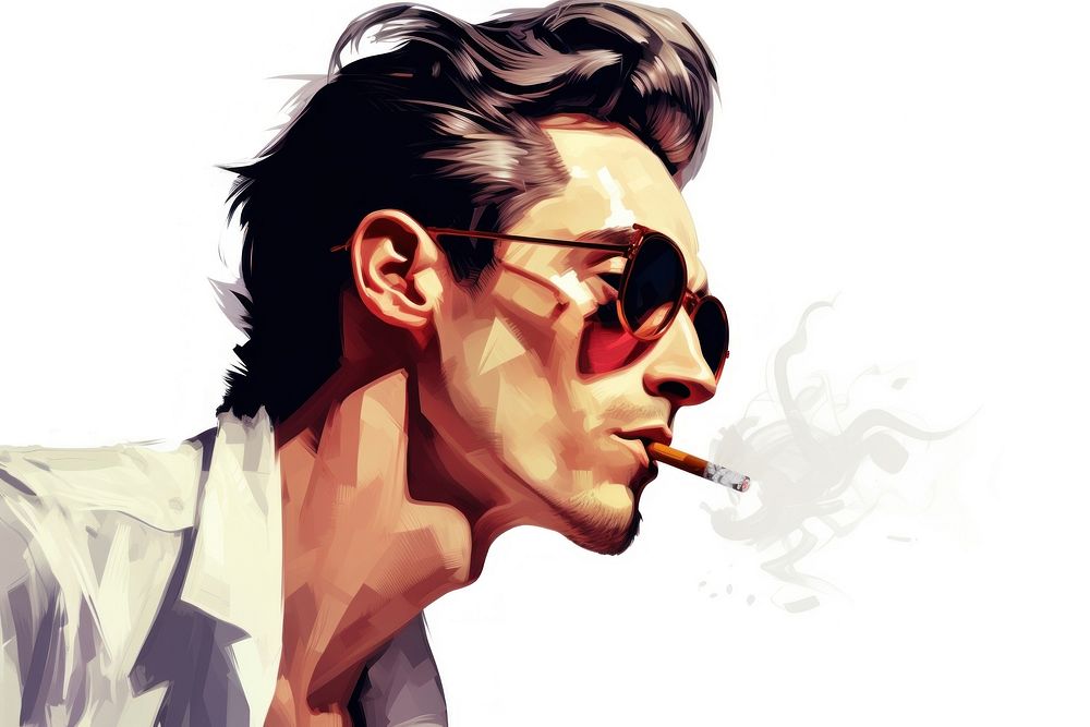 Skinny man smoking adult smoke sunglasses. AI generated Image by rawpixel.