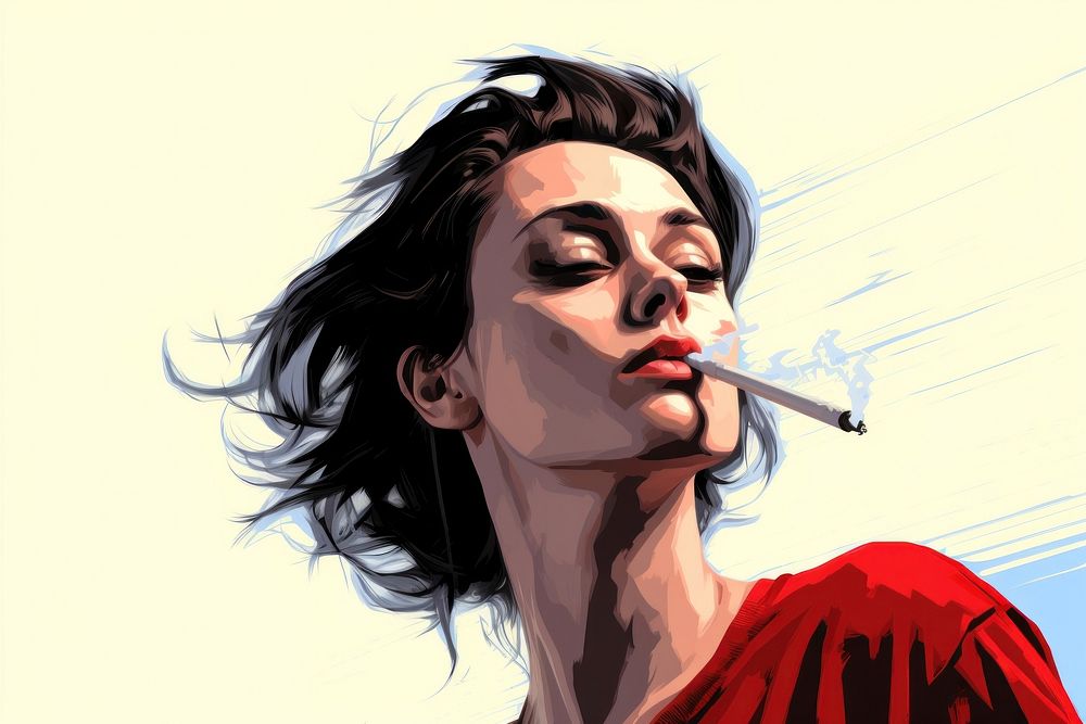 Skinny woman smoking adult smoke creativity. AI generated Image by rawpixel.