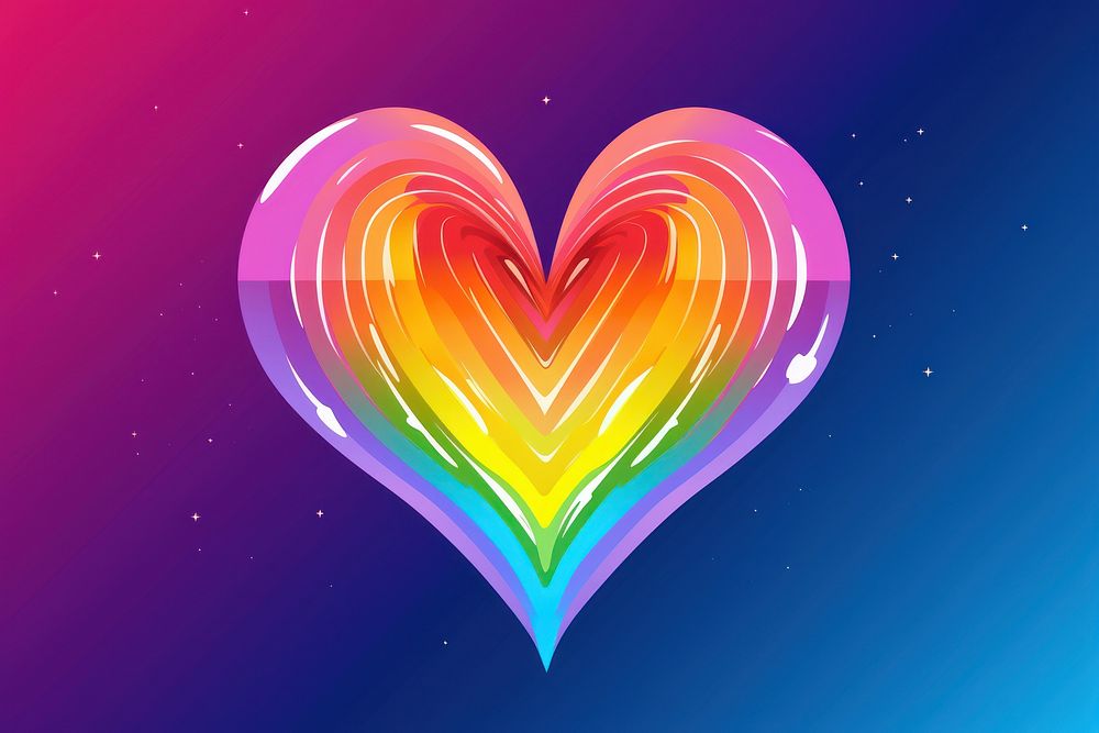 Glowing rainbow LGBTQ heart shape backgrounds illuminated creativity. AI generated Image by rawpixel.