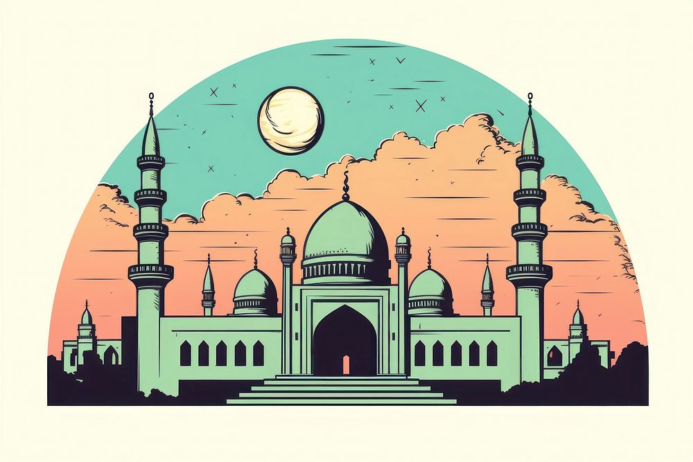 Eid Mubarak aesthetic architecture building dome. AI generated Image by rawpixel.