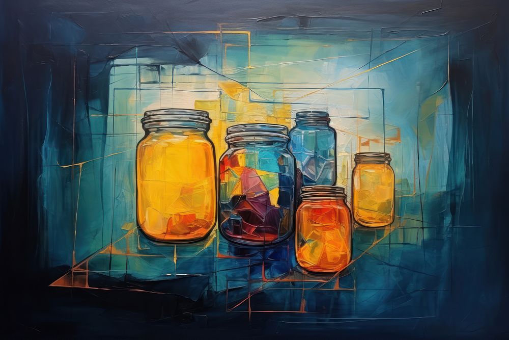 Contemporary art of an jar painting creativity container.