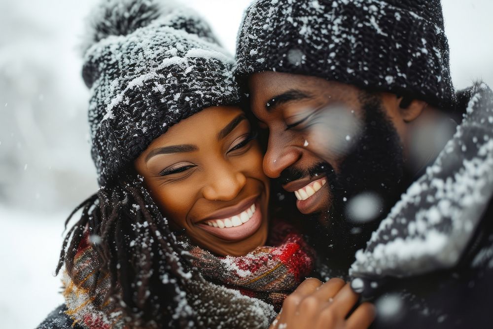 Happy black couple laughing outdoors adult.