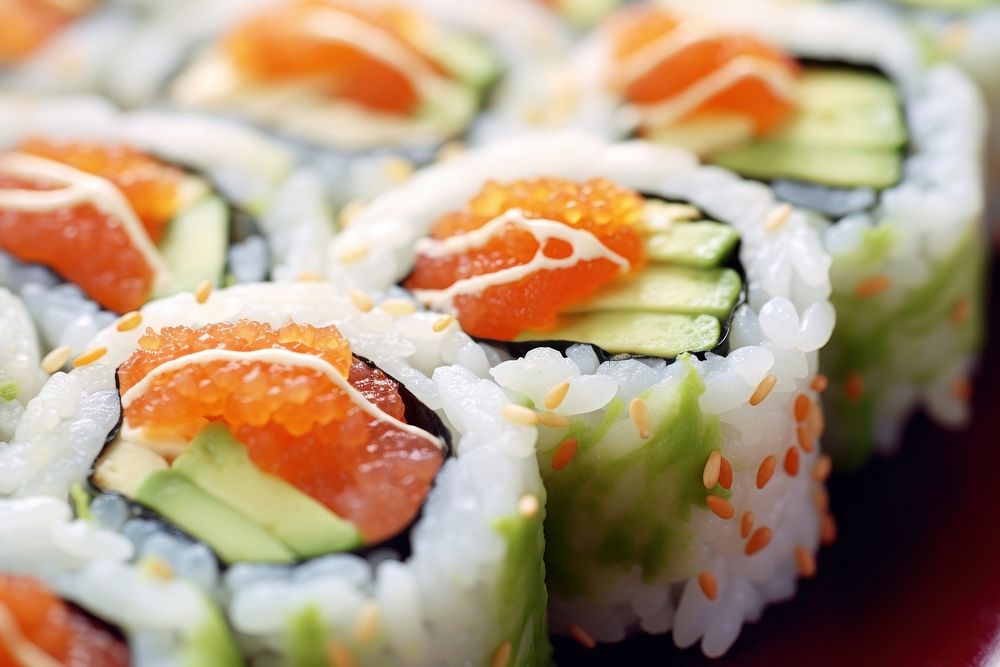 Sushi california roll food rice meal.