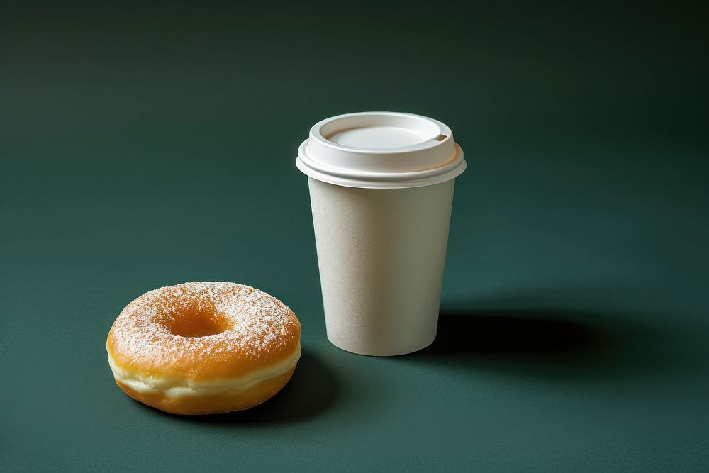Coffee paper cup mockup bagel donut food.