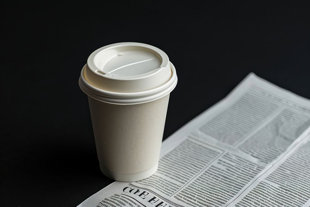 Coffee paper cup mockup newspaper mug refreshment.