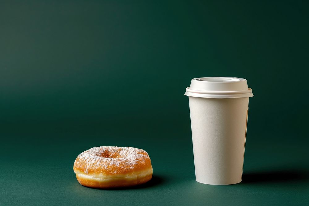Coffee paper cup mockup bread donut food.