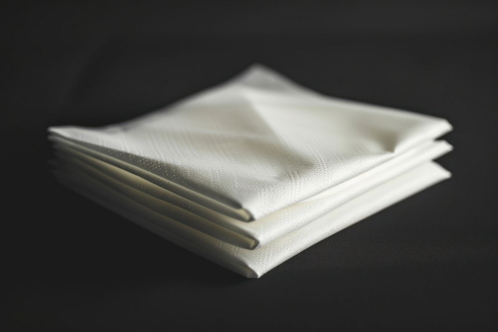 Napkin paper white black background.