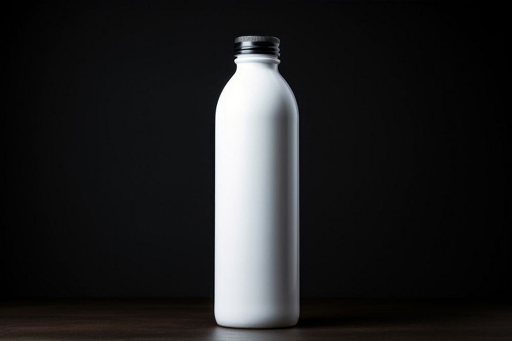 White blank bottle  dairy drink black.