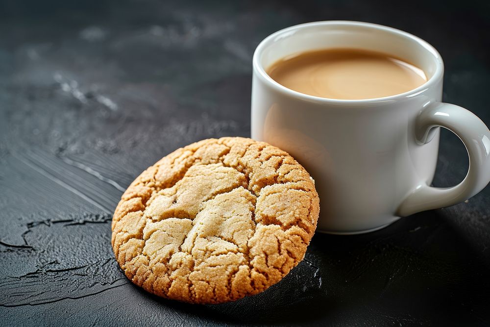 Coffee cup mockup cookie breakfast drink.