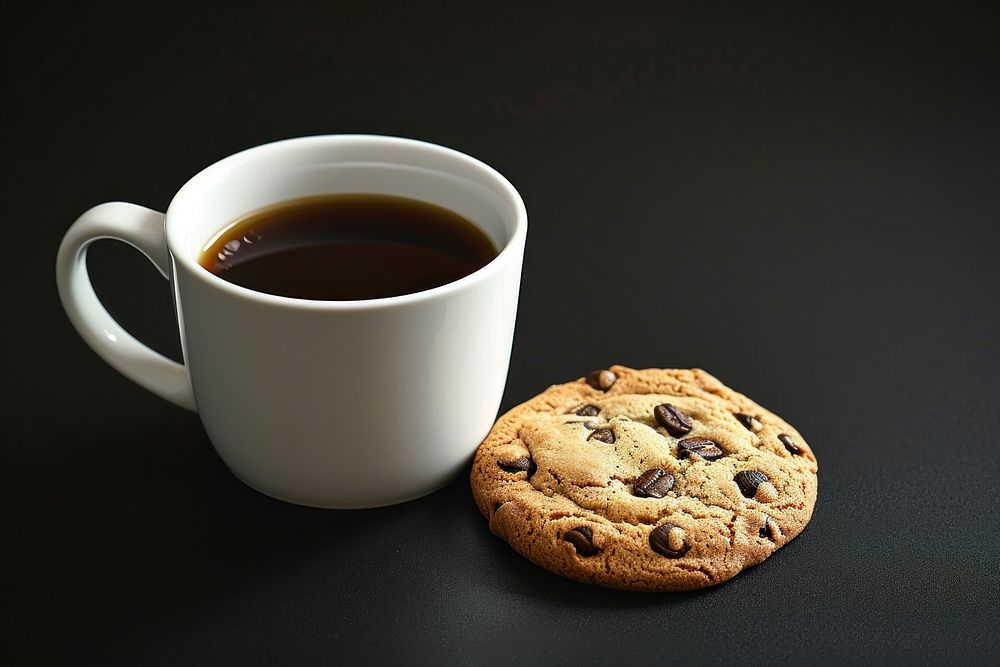 Coffee mug mockup cookie breakfast drink.