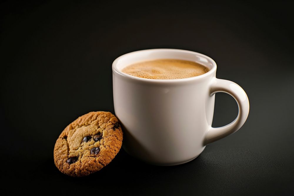 Coffee mug mockup cup breakfast cookie.