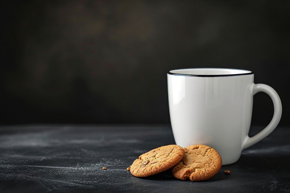 Coffee mug mockup cup cookie drink.