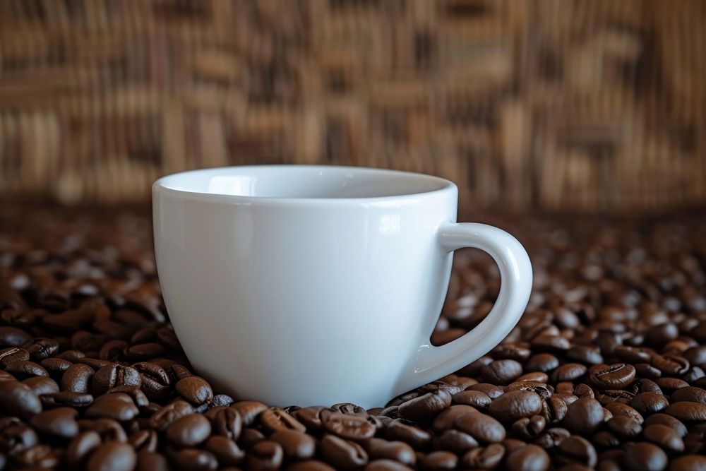 Coffee cup mockup drink mug coffee beans.