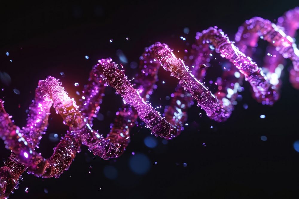 DNA purple biology black background.