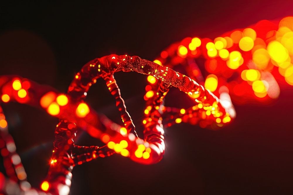 DNA light red black background.