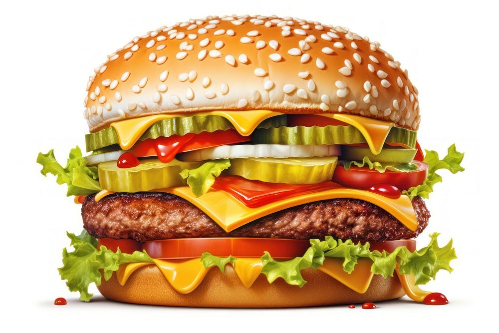 Cheese burger cheese food white background.