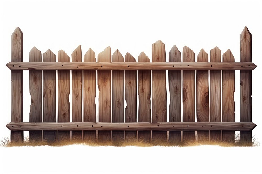 Old wooden fence outdoors white background architecture.