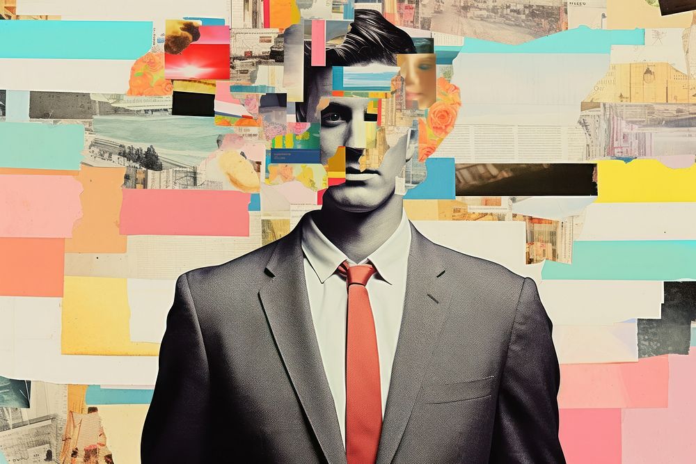 Collage Retro dreamy business man collage adult art.