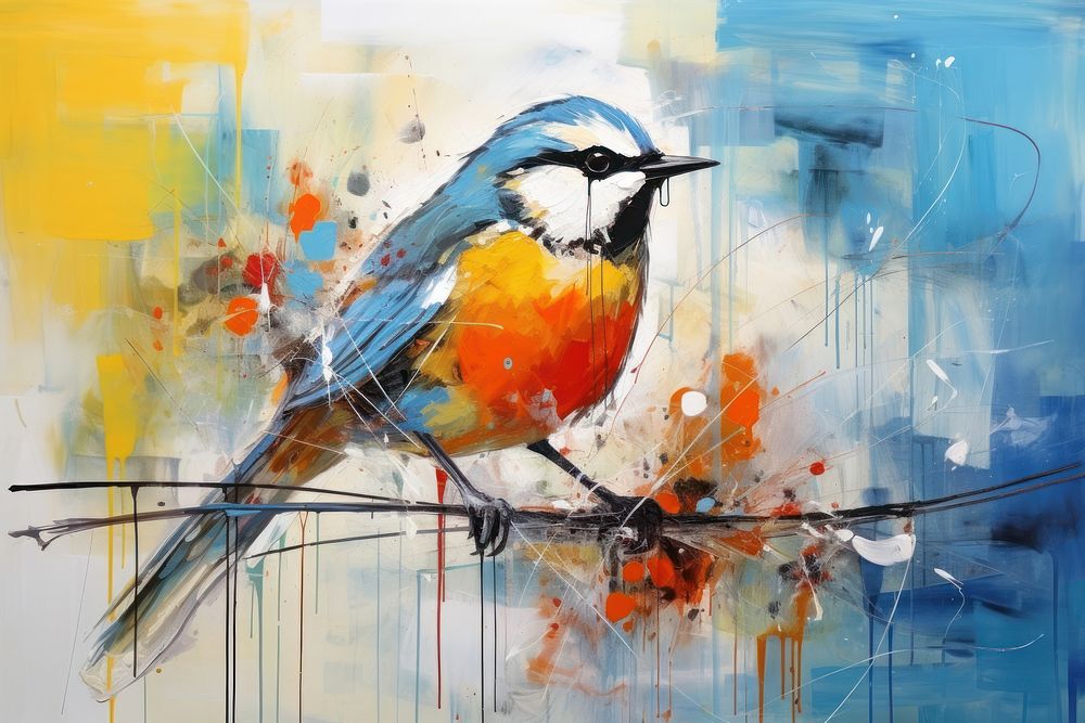 Modern art of a bird painting animal robin.