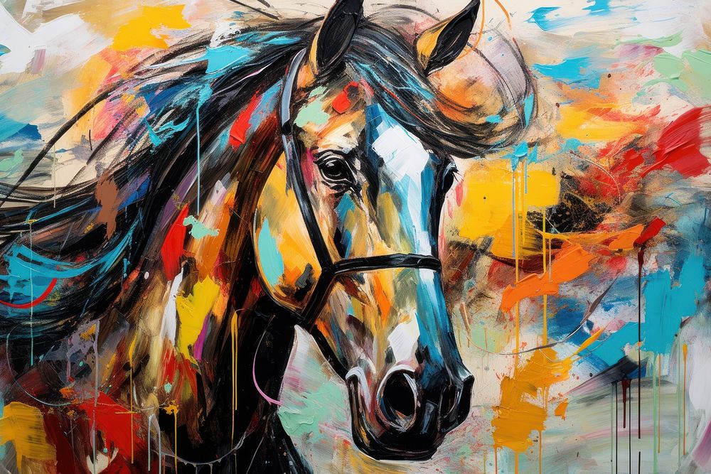 Modern art of a horse painting abstract animal.