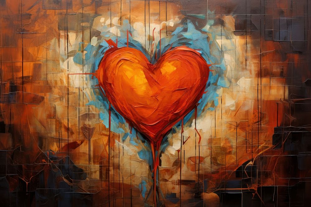 Modern art of a human heart painting abstract backgrounds.