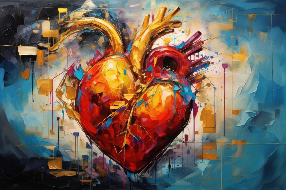 Modern art of a human heart painting representation creativity.