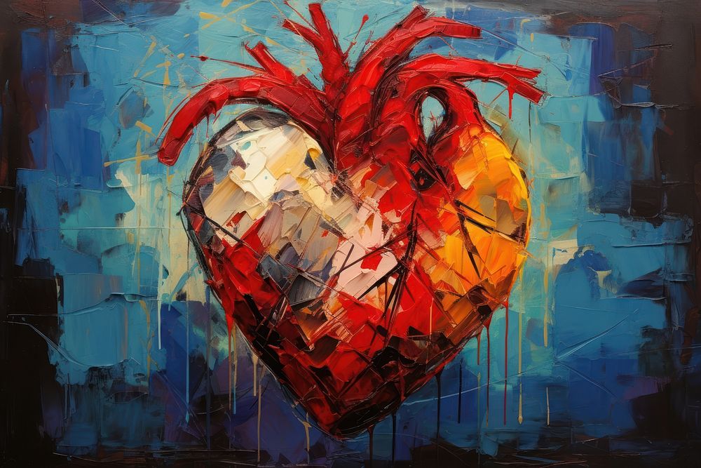 Modern art of a human heart painting representation creativity.