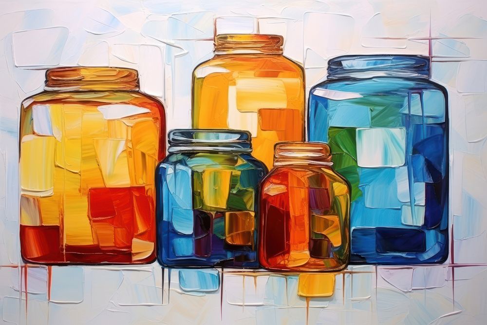 Modern art of a jar painting arrangement accessories.