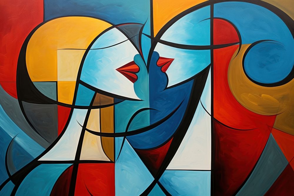 Modern art of a love couple painting abstract representation.