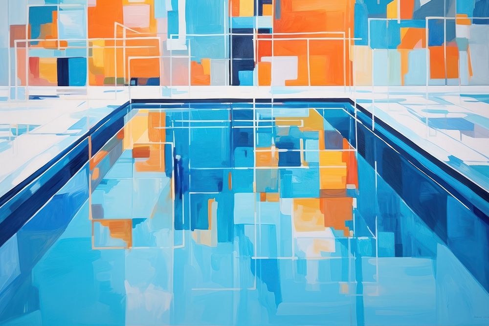 Modern art of a swimming pool painting architecture backgrounds.
